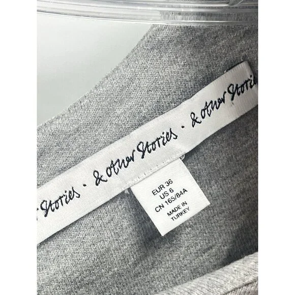 & Other Stories Sweatshirt Dress Gray Retro Print Sz Womens 6 - Picture 4 of 6